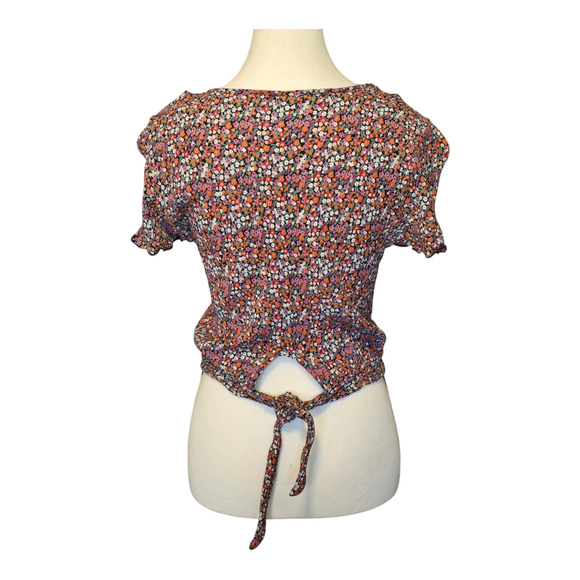 Patrons of Peace Womens Crop Top Size Small Floral Tie Back Bloomcore Festival - Picture 3 of 10